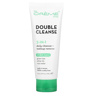 The Crème Shop Korean Skincare Green Tea Double Face Wash, Brightening, Acne Treatment, Redness, Cleansing Pore - Oily, Dry, Sensitive Skin Natural Makeup remover, Facial cleanser