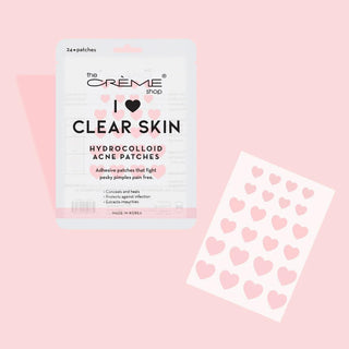 The Crème Shop Heart Shape Clear Skin Hydrocolloid Dark Spot Acne Patches - Infused with Salicylic Acid + Witch Hazel | Adhesive patches that fight pesky pimples. (72 Patches / 3 Sizes)