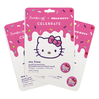 The Crème Shop | Hello Kitty CELEBRATE - Me Time! Youth-Promoting Sheet Mask (3 Pack), for Plumping Treatment