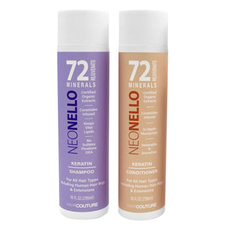 NEONELLO Keratin 72 Minerals Shampoo & Conditioner I No Sulfate No Parabens No DEA I Rejuvenate & Strength Hair with 72 Minerals with USDA Certified Organic Extracts | [MADE IN USA]