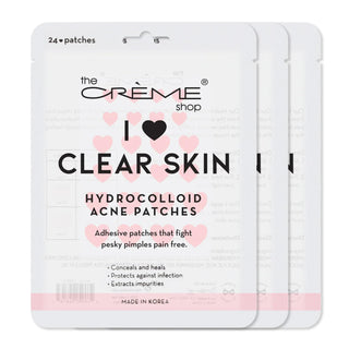 The Crème Shop Heart Shape Clear Skin Hydrocolloid Dark Spot Acne Patches - Infused with Salicylic Acid + Witch Hazel | Adhesive patches that fight pesky pimples. (72 Patches / 3 Sizes)