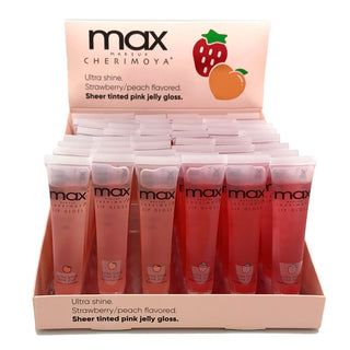 max MAKEUP CHERIMOYA Clear Lip Polish bulk (Peach/Strawberry)_6 Peach and 6 Strawberry flavor