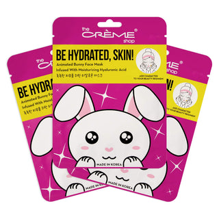 The Creme Shop Animal Sheet Mask, Korean, Hydrating, Collagen, Vitamin C, Anti-Aging - Pack of 3 (Bunny)